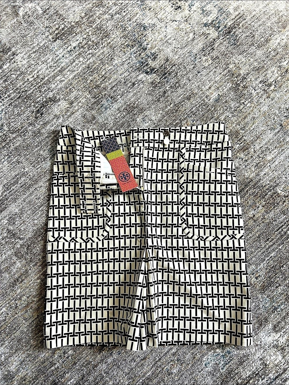 Tory Burch T-Basket Geometric Sascha Skirt in Black & White NWT